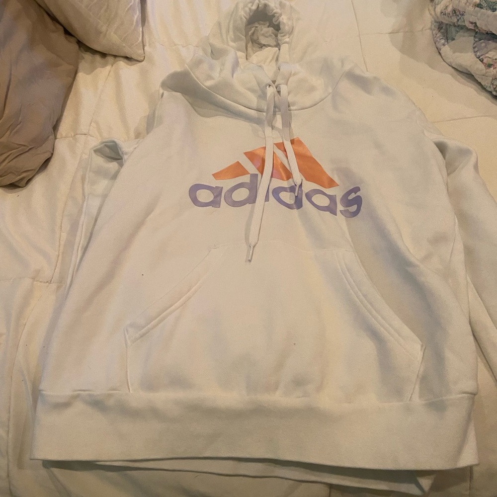 Adidas, white sweatshirt, size medium